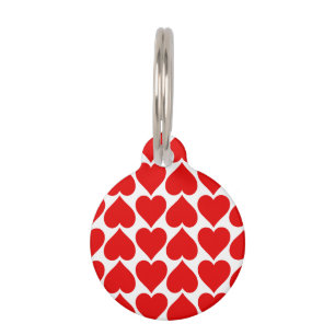 Placa Para Mascotas Patrón de Corazones Rojos, Romántico, Amor