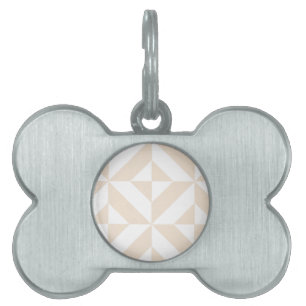 Placa Para Mascotas Patrón de cubo de deco geométrico amarillo pálido