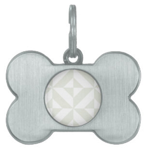 Placa Para Mascotas Patrón de cubo de deco geométrico pálido gris