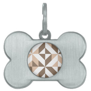 Placa Para Mascotas Patrón de cubo de diseño geométrico pardo