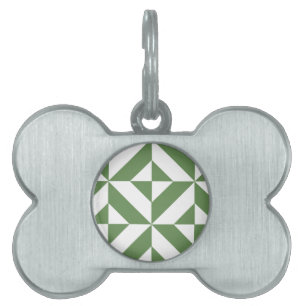 Placa Para Mascotas Patrón de cubo geométrico oscuro de degradado verd