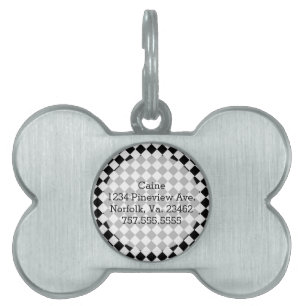 Placa Para Mascotas Patrón de diamantes blancos y negros por Shirley T