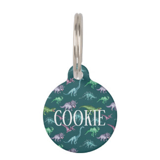 Placa Para Mascotas patrón de dinosaurio