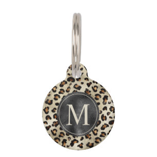 Placa Para Mascotas Patrón de estampado de animal leopardo en beige y