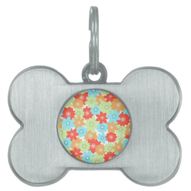 PLACA PARA MASCOTAS PATRÓN DE FLORES (Frente)
