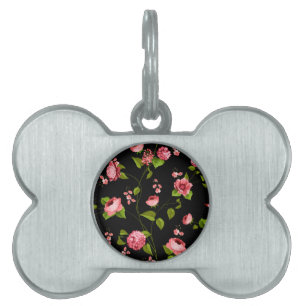 Placa Para Mascotas Patrón de flores 18