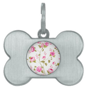 Placa Para Mascotas Patrón de flores 19