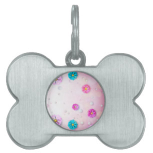 Placa Para Mascotas Patrón de flores 7
