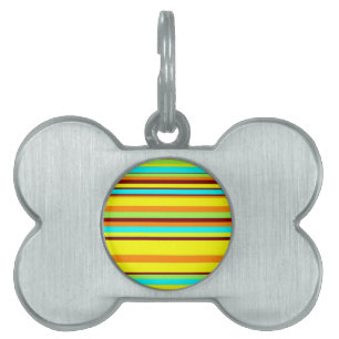 Placa Para Mascotas Patrón de franja de diseño personalizado colorido