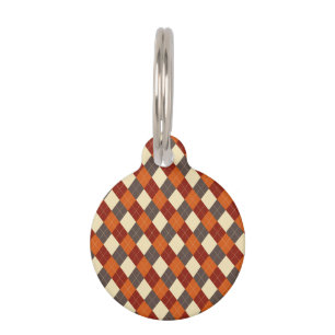 Placa Para Mascotas Patrón de Gingham otoño/otoño