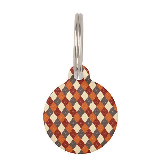 Placa Para Mascotas Patrón de Gingham otoño/otoño (Anverso)