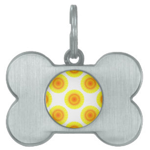 Placa Para Mascotas Patrón de girasol personalizado