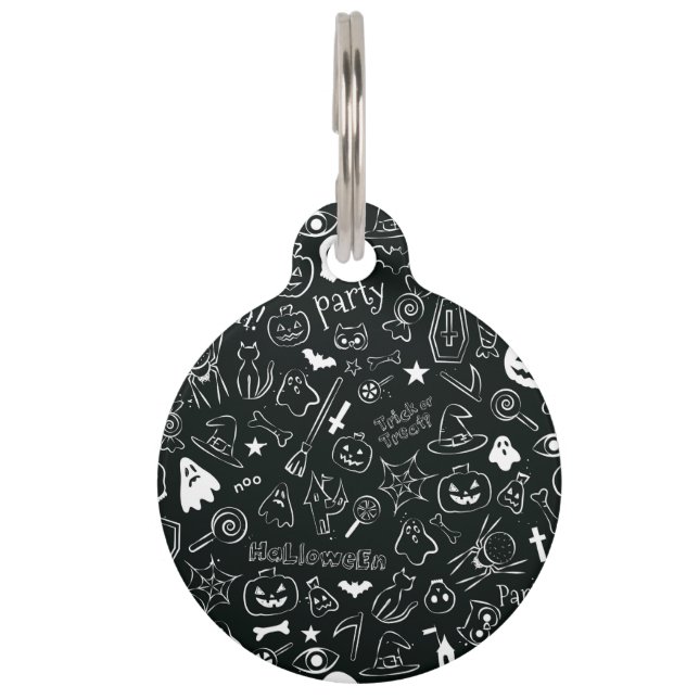 Placa Para Mascotas Patrón de Halloween 1 (Anverso)
