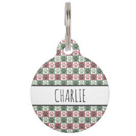 Placa Para Mascotas Patrón de impresión de garras de perro de color ro