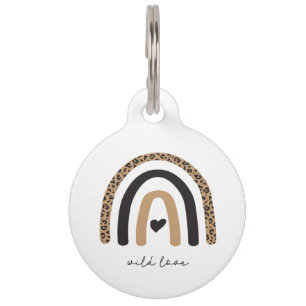 Placa Para Mascotas Patrón de leopardo arco iris