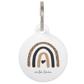 Placa Para Mascotas Patrón de leopardo arco iris