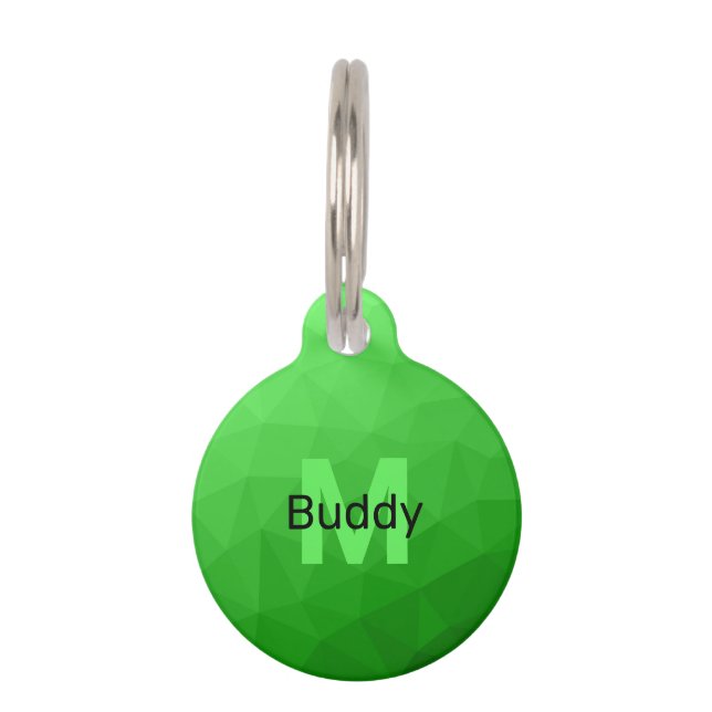 Placa Para Mascotas Patrón de malla de geometría de gradiente verde Li (Anverso)