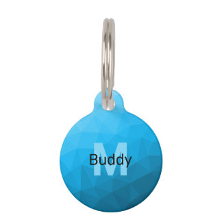 Placa Para Mascotas Patrón de malla geométrica de gradiente cian azul 