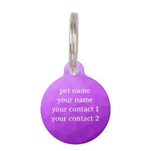 Placa Para Mascotas Patrón de malla geométrica púrpura Tu texto