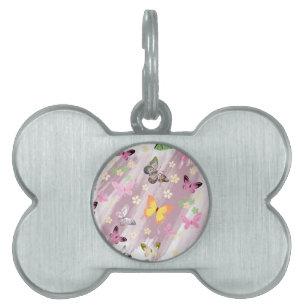 Placa Para Mascotas Patrón de mariposa 7