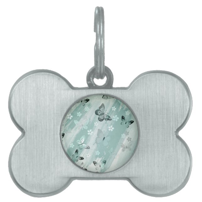 Placa Para Mascotas Patrón de mariposa 9 (Frente)