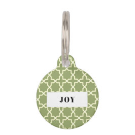 Placa Para Mascotas Patrón de Montón Verde Salvia Personalizado