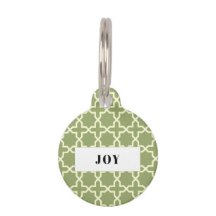 Placa Para Mascotas Patrón de Montón Verde Salvia Personalizado