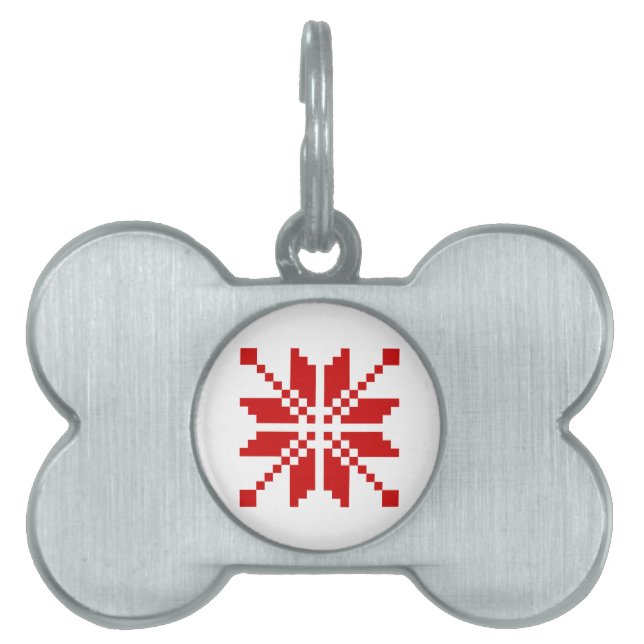 Placa Para Mascotas Patrón de Navidades de copos de nieve de Navidad (Frente)