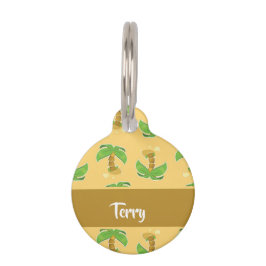 Placa Para Mascotas Patrón de palmeras tropicales