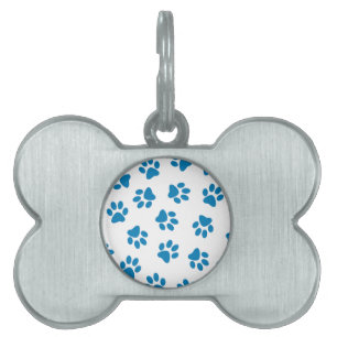 Placa Para Mascotas Patrón De Patas, Patas De Perro, Patas Azules
