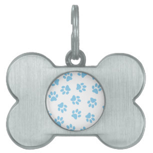Placa Para Mascotas Patrón De Patas, Patas De Perro, Patas Azules De B