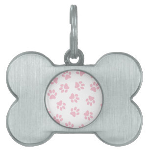 Placa Para Mascotas Patrón De Patas, Patas De Perro, Patas De Bebé Ros