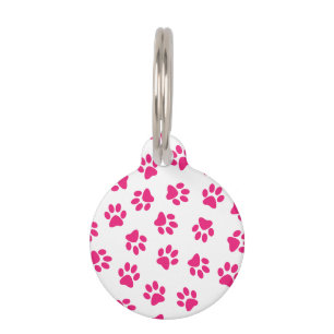Placa Para Mascotas Patrón De Paws, Paws De Perro, Paws Rosados