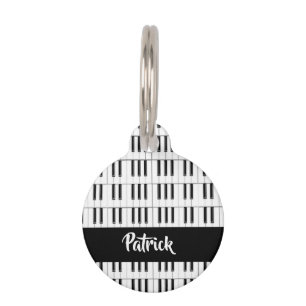 Placa Para Mascotas Patrón de piano blanco y negro