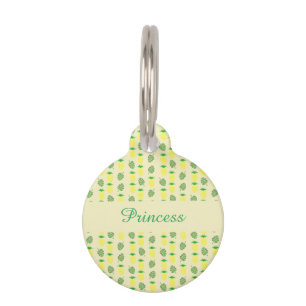 Placa Para Mascotas Patrón de piña de verano tropical y hojas de palma