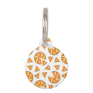 Placa Para Mascotas Patrón de pizzas y rodajas divertidas de Guay en b