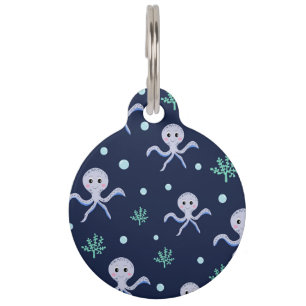 Placa Para Mascotas Patrón de pulpo bajo el mar