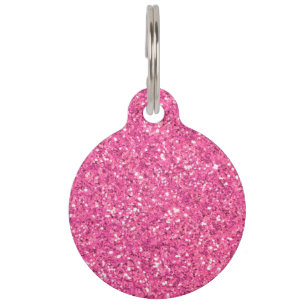 Placa Para Mascotas Patrón de purpurina brillante rosa