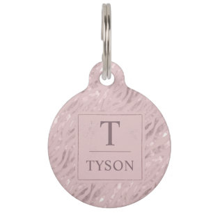 Placa Para Mascotas Patrón de purpurina dorada rosa pastel suave perso