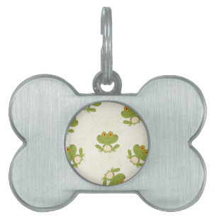 Placa Para Mascotas Patrón de rana verde suave