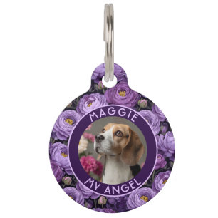 Placa Para Mascotas Patrón de ranúnculo de regalo de cachorro audaz