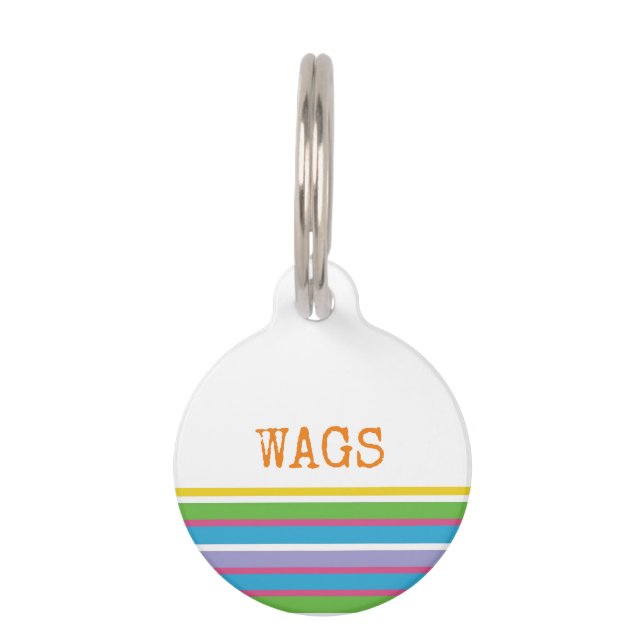 Placa Para Mascotas Patrón de rayas modernas Mascota de cadera brillan (Anverso)