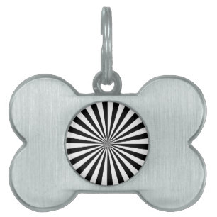Placa Para Mascotas Patrón de Rayos en Blanco y Negro