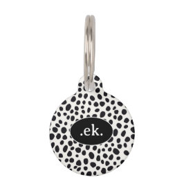 Placa Para Mascotas Patrón de resumen de perro dálmata Monograma negro