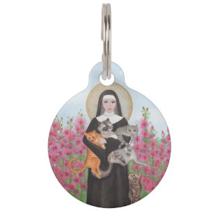 Placa Para Mascotas Patrón de St Gertrude de la acuarela de los gatos