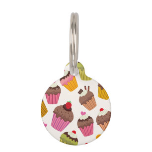 Placa Para Mascotas Patrón de tarta, patrón de muffin, chocolate, cora