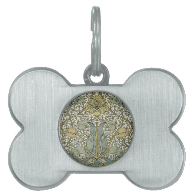 Placa Para Mascotas Patrón de Thicket de la primavera de William Morri (Frente)