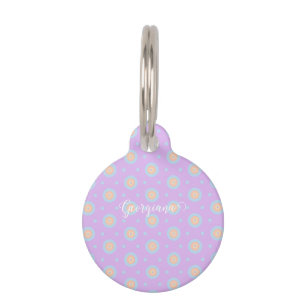 Placa Para Mascotas Patrón de topos de arcoiris de tipo Cul Pastel de 