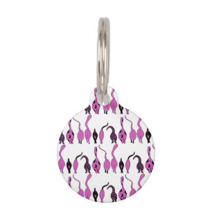 Placa Para Mascotas Patrón de Traseros de Gato Morado