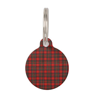 Placa Para Mascotas Patrón de trenzado de vacaciones rojas clásico per